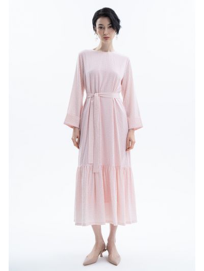 Pin Checkered Seer Sucker Maxi Dress -Sale