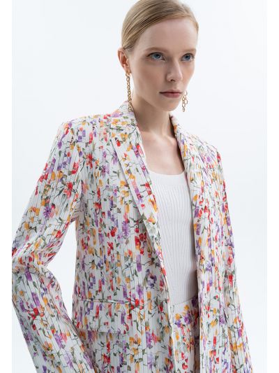 Printed Pleated Blazer -Sale