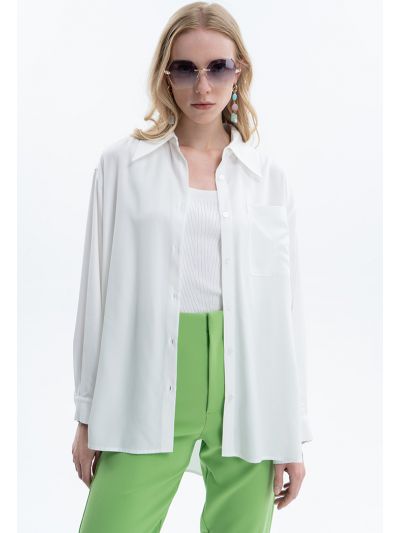 Pointed Collar Solid Shirt -Sale