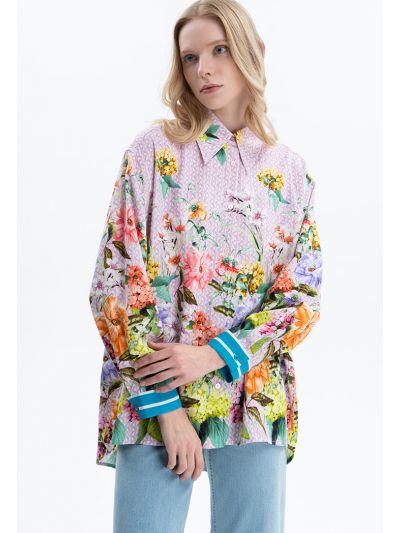 All Over Printed Shirt With Pointed Collars