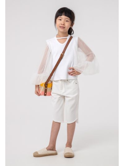 Loose Fit Denim Shorts Frayed Hem Pants -Sale