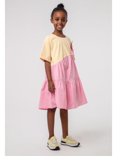 Tier Contrasting Stripe Girls Dress -Sale
