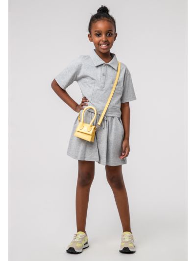 Solid Collar Cropped Blouse And Shorts Set -Sale
