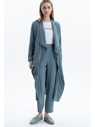 Drape Collar Long Jacket -Sale