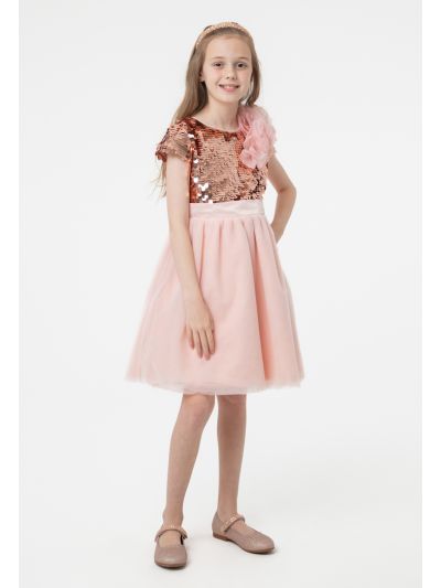 Sequins Mesh Floral Party Dress -Sale