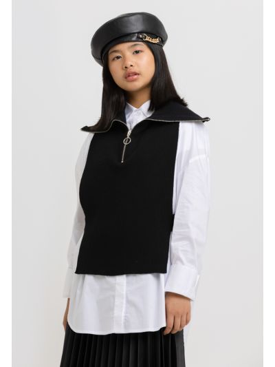Sleeveless Ribbed Knitted open Sides Vest
