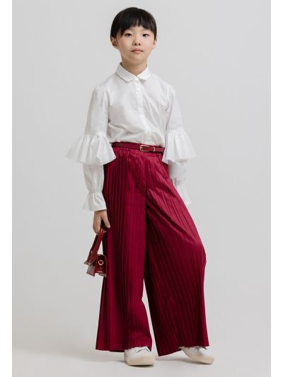 Fine Pleated Wide Leg Cut Trousers -Sale