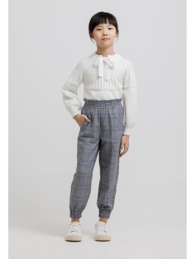 Glen Check Pattern Elasticated Hem Trousers -Sale