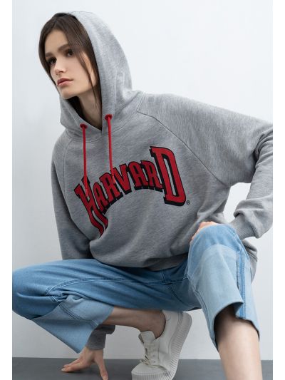 Printed Hooded Sweatshirt With Hood -Sale