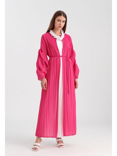 All Over Pleated Solid Maxi Abaya