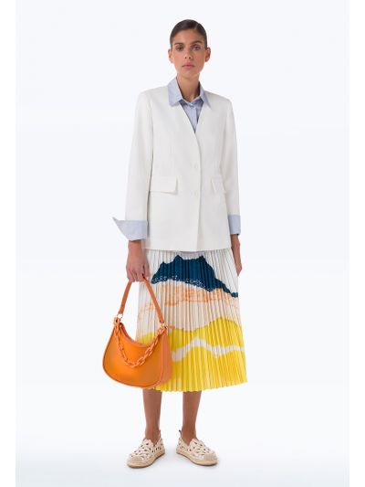Graphic Printed All Over Pleated Midi Skirt -Sale