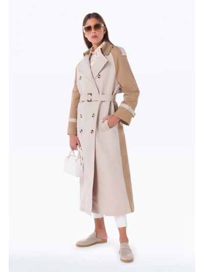Back Flap Long Contrast Coat -Sale