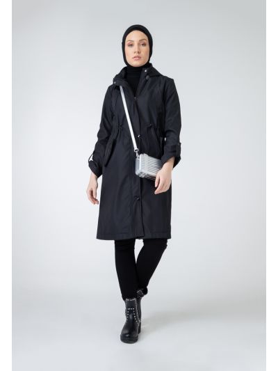 Detachable Hood Solid Outerwear