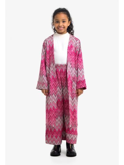 Ikat Wide Leg Cut Folded Hem Elasticated Waist Pants - Co Ords