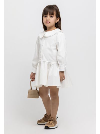 Poplin Solid Midi Tiered Hem Shirt Dress -Sale