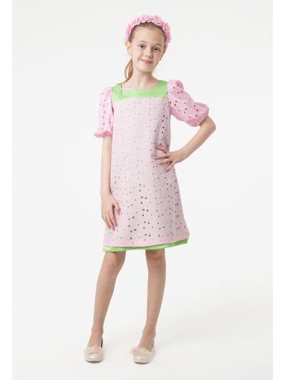 Lace A-Line Puff Sleeve Dress