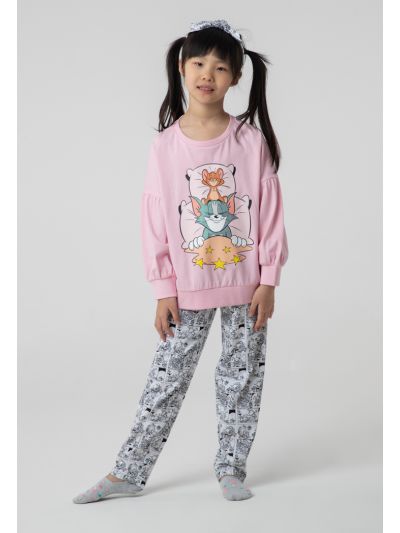 Tom & Jerry Graphic Printed Long-Sleeves Pajamas Set -Sale