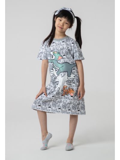 Tom & Jerry Bold Graphic Printed Dress And Shorts Set -Sale