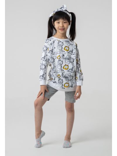 Garfield Classic Print Pullover Shirt And Shorts