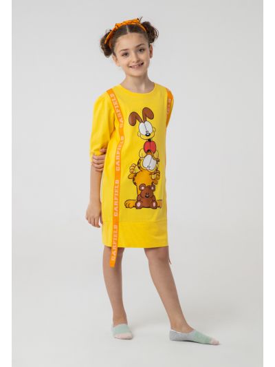 Garfield Printed T-Shirt Dress And Headband
