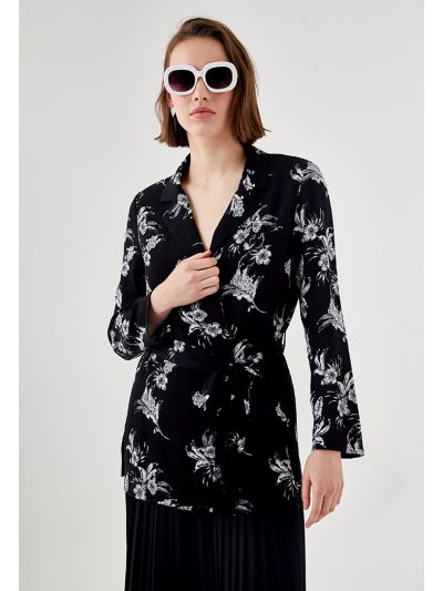 Floral Print Belted Outerwear