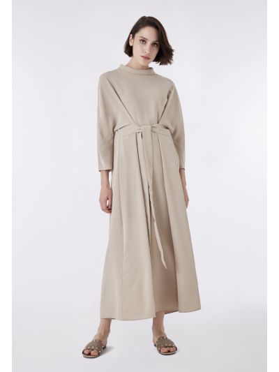 Belted High Neckline Dress