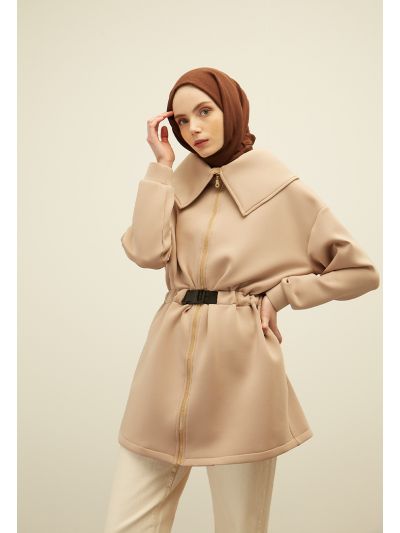 Oversize Collar Solid Outerwear