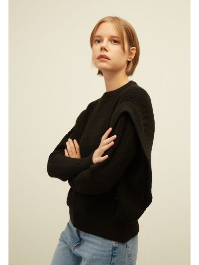 Knit Crop Longsleeve Sweater (Free Size)