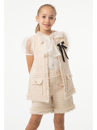 Frayed Tweed Lurex Sleeveless Vest -Sale