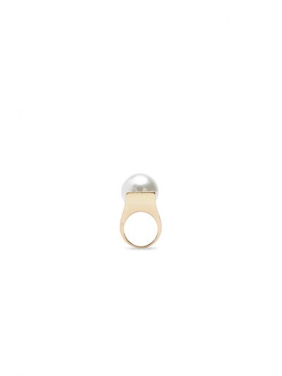 Pearl Gold Tone Solid Ring