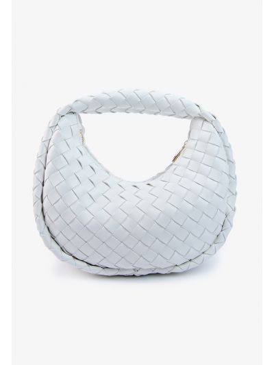Solid PU Leather Woven Bag