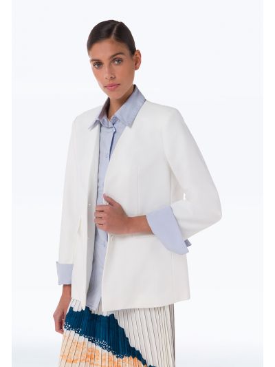 Shirt Extension Details Single Breasted Buttons Formal Blazer -Sale