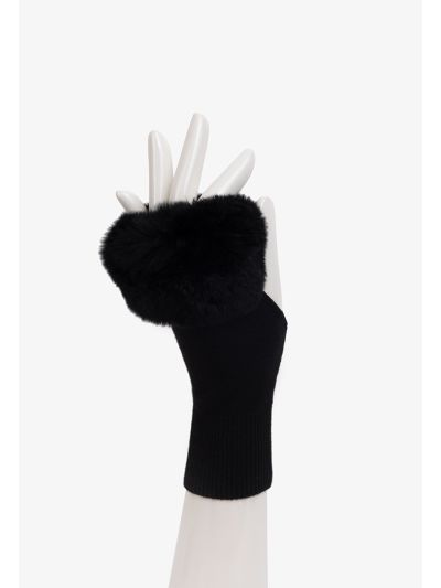 Solid Knitted Faux Fur Gloves