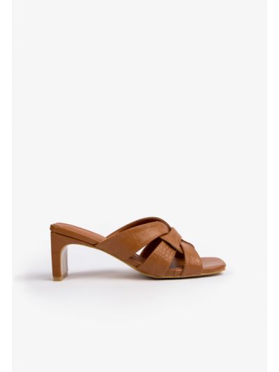 Iconic Textured Leather Heeled Sandals