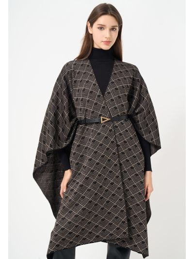 Lurex Patterned Winter Poncho