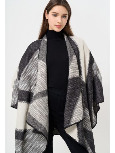 Knitted Patterned Winter Poncho