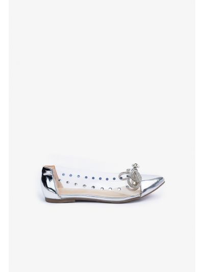 Crystal & Rhinestones Embellished Bow Ballerina Flats