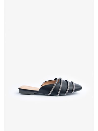 Sparkling Crystal Embellished Flat Mules