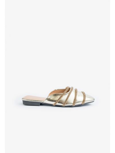 Sparkling Crystal Embellished Flat Mules