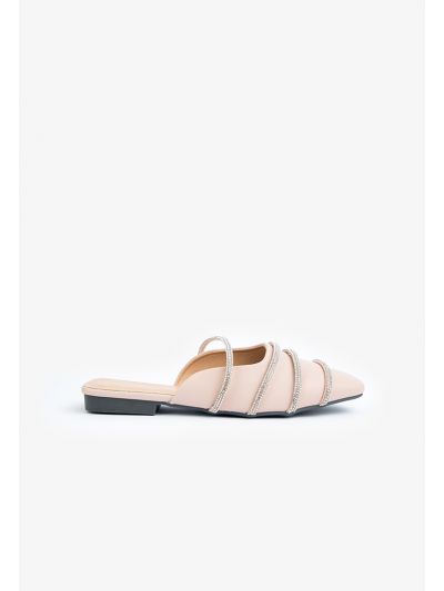 Sparkling Crystal Embellished Flat Mules