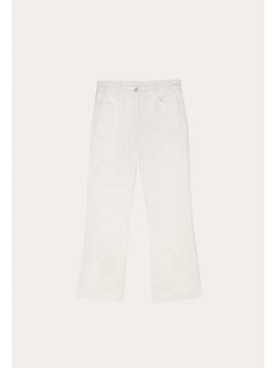 Solid Wide Leg Denim Trouser -Sale