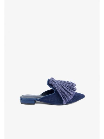Pointed Toe Tassel Mules