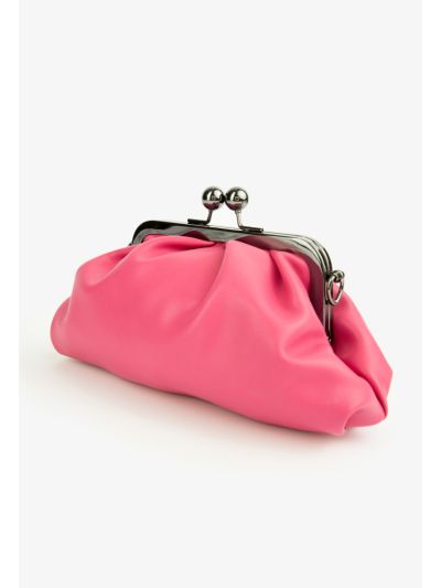 Solid PU Leather Crossbody Clutch