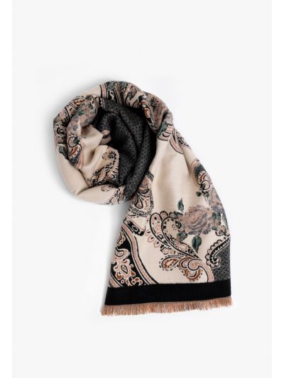Floral Print Knitted Shawl