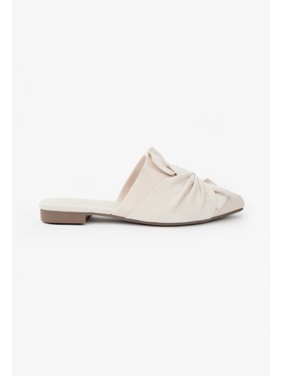Solid Fabric Bow Mules