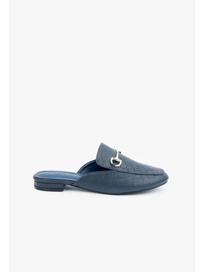Solid Textured PU Leather Mules