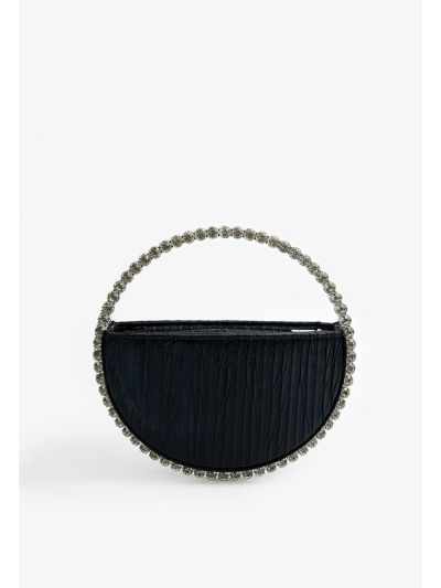 Crystal Embellished Half Moon Hand Bag