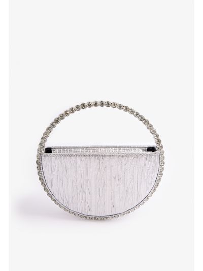 Crystal Embellished Half Moon Hand Bag