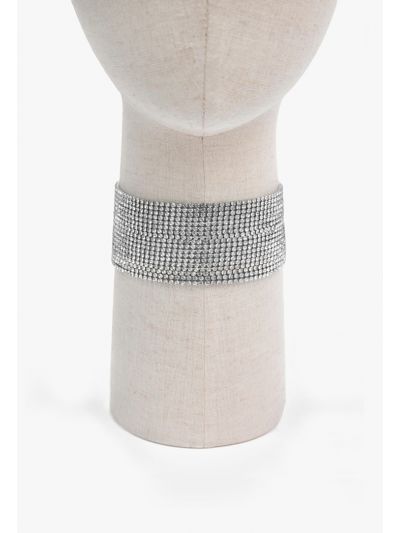 Crystal Embellished Multi Strand Wide Choker