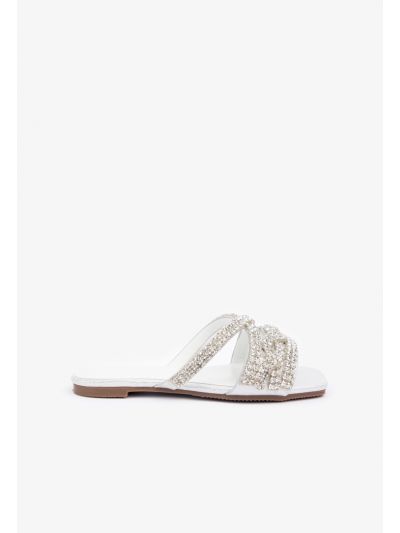 Crystal Embellished Strap Flats